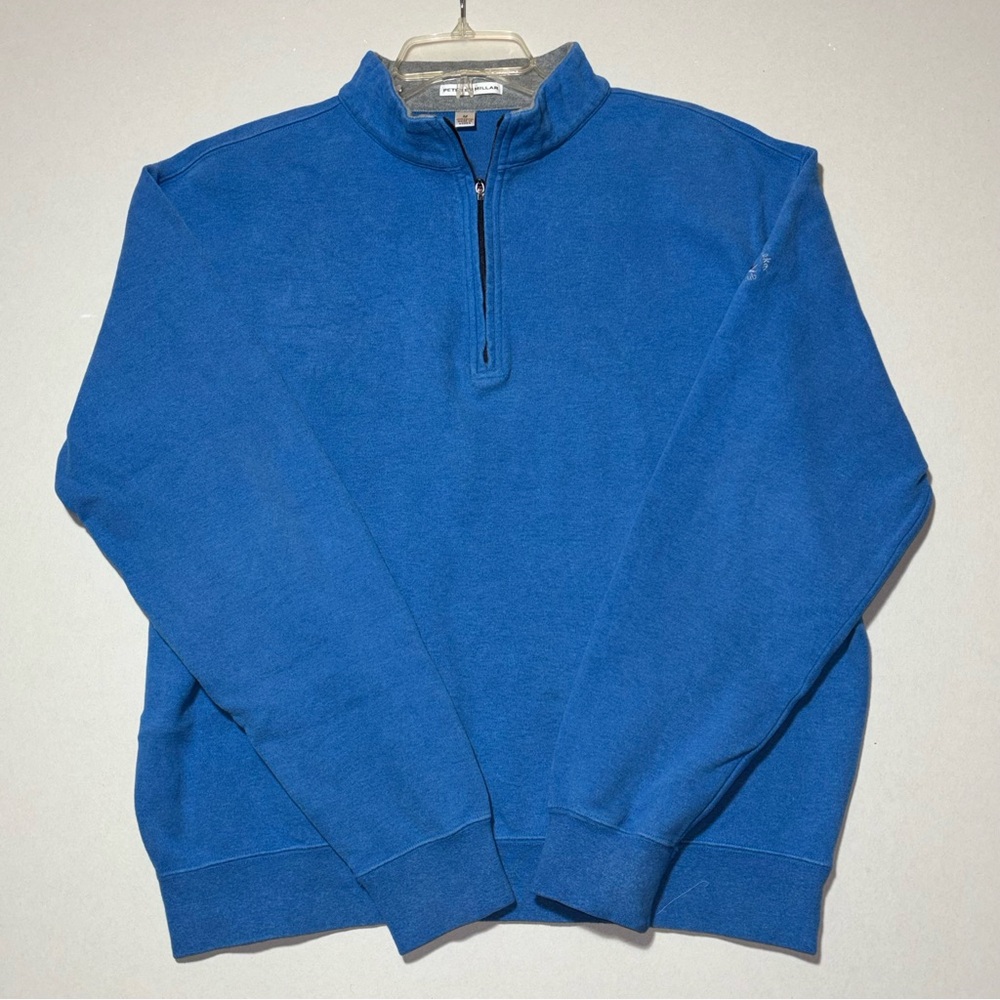 Title 381:
Peter Millar 1/4 Zip Pullover Blue Medium Golf Club Logo